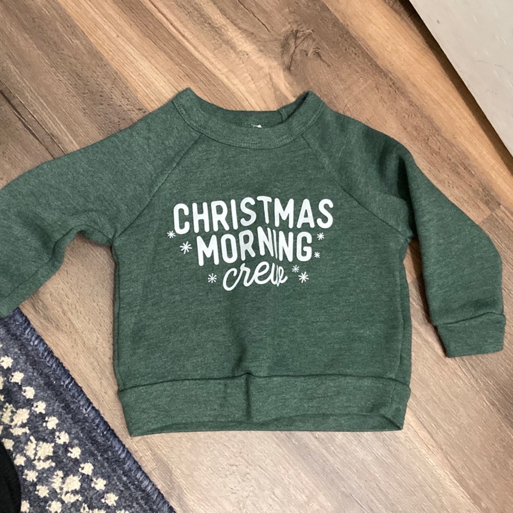 Green Christmas Morning Crew Crewneck 2T Toddler Baby Sweatshirt Pullover